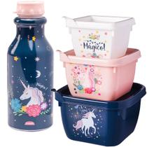 Porta Lanche Infantil Conjunto Unicornio 5 Itens Plasutil