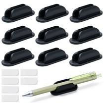 Porta-lápis adesivos UEHSNI, kit com 10 unidades, silicone preto Porta-lápis adesivos UEHSNI, kit com 10 unidades, silicone preto