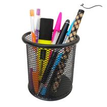 Porta Lapis Aramado Redondo Preto 10cm Porta Lapis Aramado Redondo Preto 10cm