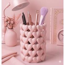 Porta Lápis Coração 3D Kawaii: Organizador de Mesa, Pincéis