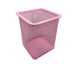 Porta Lápis e Caneta Aramado Quadrado Rosa