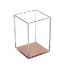 Porta-lápis e caneta MultiBey Acrílico Quadrado Rosa Dourado