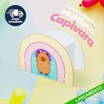 Porta Lápis e Canetas Capivara Arco Íris Organizador com Divisória Porta Lápis e Canetas Capivara Arco Íris Organizador com Divisória