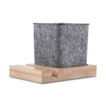 Porta Lápis e Celular em Feltro com Base de Bambu Organizador Porta Lápis e Celular em Feltro com Base de Bambu Organizador