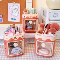 Porta Lápis e Pincel de Maquiagem com Estilo Fofo Kawaii de Porquinho Criativo com Compartimento Portinha e Divisoria