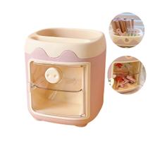 Porta Lápis em formato de Mini Geladeira - Porta Objetos com adesivos - Kawaii