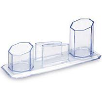 Porta Lápis Organizador de Mesa com Porta Clips e Lembretes Cristal Maxcril Porta Lápis Organizador de Mesa com Porta Clips e Lembretes Cristal Maxcril