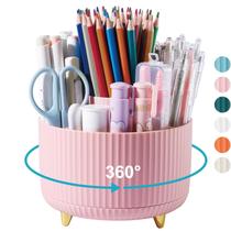 Porta-lápis para caneta Lolocor, mesa giratória de 360 graus, rosa