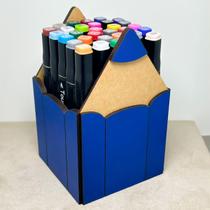 Porta Lápis Premium em MDF 3mm Texturizado Azul Porta Lápis Premium em MDF 3mm Texturizado Azul