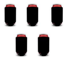 Porta Lata em Neoprene 350ml Preto - Isolante Térmico - Kit com 5 Peças