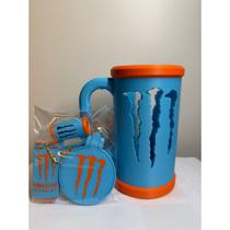 Porta lata energetico monster 473 ml kit chaveiro tampa abridor