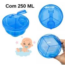 Porta Leite em Pó para Bebê 3 Divisórias 250ml com Dosador Azul - Porta Whey