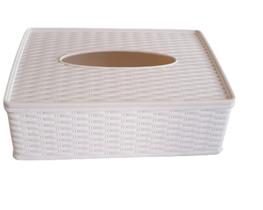 Porta Lenço de Papel Branco Plástico Resistente Rattan