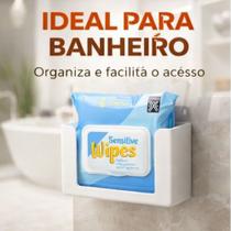 Porta Lenço Umedecido De Parede Sem Furo Organizador Banheiro 3D Preto/Branco Fácil Instalação Porta Lenço Umedecido De Parede Sem Furo Organizador Banheiro 3D Preto/Branco Fácil Instalação