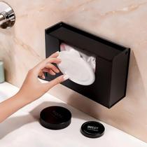 Porta Lenços Toalhas Umedecidas Fino Com Tampa Acrílico Diespenser Adesivo 3m Banheiro Cor Preto