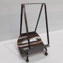 Porta Lenha Cesto Suporte Lareira Multiuso Ouro Envelhecido