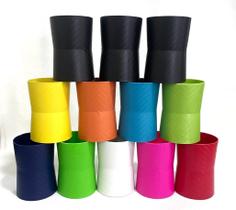 Porta Linhas 12 Centímetros, 6 Coloridos e 6 Preto, Lata para linha de Pipa, Kit 12 unidades