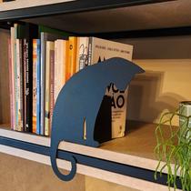 Porta Livros Gato Minimalista em Aço Suporte Organizador Decorativo para Estante Preto Porta Livros Gato Minimalista em Aço Suporte Organizador Decorativo para Estante Preto