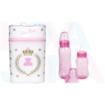 Porta Mamadeira Térmico Duplo+2 Mamadeiras Bico Uni. Kuka Rosa