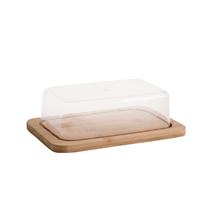 Porta Manteiga com Tampa Ecokitchen Bambu e Acrílico 20x13 cm - Mimo Style - BM20188