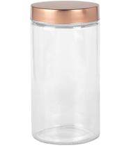 Porta Mantimento 1,75 Litros 22cm Por 11cm Redondo De Vidro Com Tampa Cobre De Aço Inox