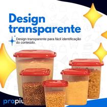 Porta Mantimento 5 Peças Transparente Feijão Arroz Café