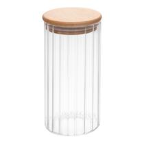Porta mantimento c/tampa de bambu vidro canelado 400ml Wolff