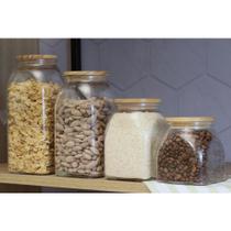 Porta Mantimento com Tampa Lyor de Vidro e Bambu 720ml