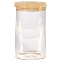 Porta Mantimento CrystalSquare 1,1L com Tampa em Bambu