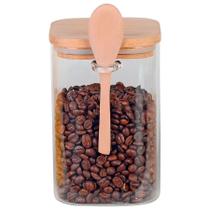 Porta Mantimento de Vidro c/Tampa e Colher em Bambu 1.1L