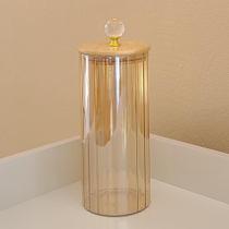 Porta Mantimento de Vidro CANELADO ÂMBAR CRISTAL Pote hermético 1050ML cozinha Tampa Bambu porta tempero