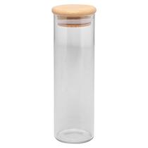 Porta Mantimento de Vidro com Tampa de Bambu 210ml Porta Mantimento de Vidro com Tampa de Bambu 210ml