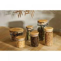Porta Mantimento de Vidro com Tampa de Bambu 90ml - Wolff