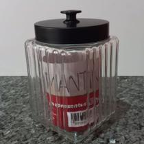 Porta Mantimento de Vidro Gloss Rosé e Preto Gold 1,7 L