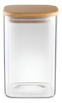 Porta Mantimento De Vidro Quadrado 1,1l Tampa Bambu Dynasty