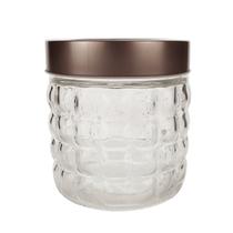 PORTA MANTIMENTO DE VIDRO TAMPA COBRE C/ VISOR ACRÍLICO HASH 11x12CM 840ML BOM GOURMET