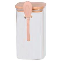 Porta mantimento em vidro borossilicato com tampa e colher bambu 1,3L - Dynasty Porta mantimento em vidro borossilicato com tampa e colher bambu 1,3L - Dynasty