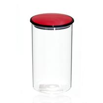 Porta mantimento em vidro borossilicato com tampa vermelha 1L D10xA17,5cm