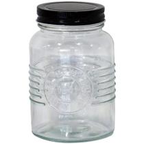 Porta Mantimento Em Vidro Com Tampa Em Metal Preto 600Ml