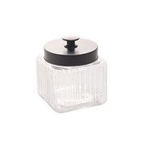 PORTA MANTIMENTO QUADRADO EM VIDRO 800ml c/ tampa em metal preto - Lyor