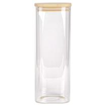 Porta mantimento quadrado em vidro borossilicato com tampa em bambu 1,9L L10xP10xA28cm