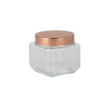 Porta Mantimento Quadrado em Vidro Transparente com Tampa de Metal Cobre 790 ML - DYNASTY