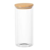 Porta mantimento redondo em vidro borossilicato com tampa de bambu 1,4L D10xA22cm - Dynasty