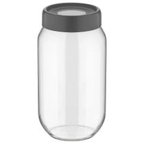 Porta mantimento redondo Fresh em vidro com tampa em plastico cor cinza 660ml D9xA15cm-TRANSPARENTE - QLux- Full Fit