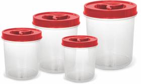 Porta Mantimento Redondo Tampa C/ Rosca Transparente 4 Peças