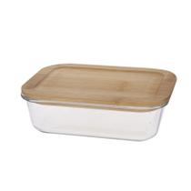 Porta Mantimento Retangular em Vidro Borossilicato com Tampa em Bambu 1L 29104 - Dynasty