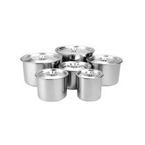 Porta Mantimentos Aço Inox Lata com Tampa Armazenar Kit 6un