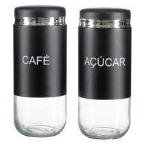 Porta Mantimentos Açúcar e Café Organizador 2 Potes Vidro