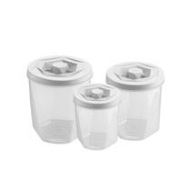 Porta Mantimentos Branco Tampa Rosca Pote Plastico 3un