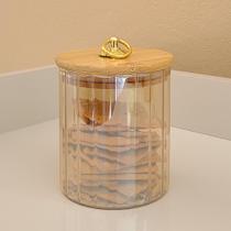 Porta mantimentos canelado ambar argola 500ml pote de vidro com tampa de bambu cozinha organizador Porta mantimentos canelado ambar argola 500ml pote de vidro com tampa de bambu cozinha organizador